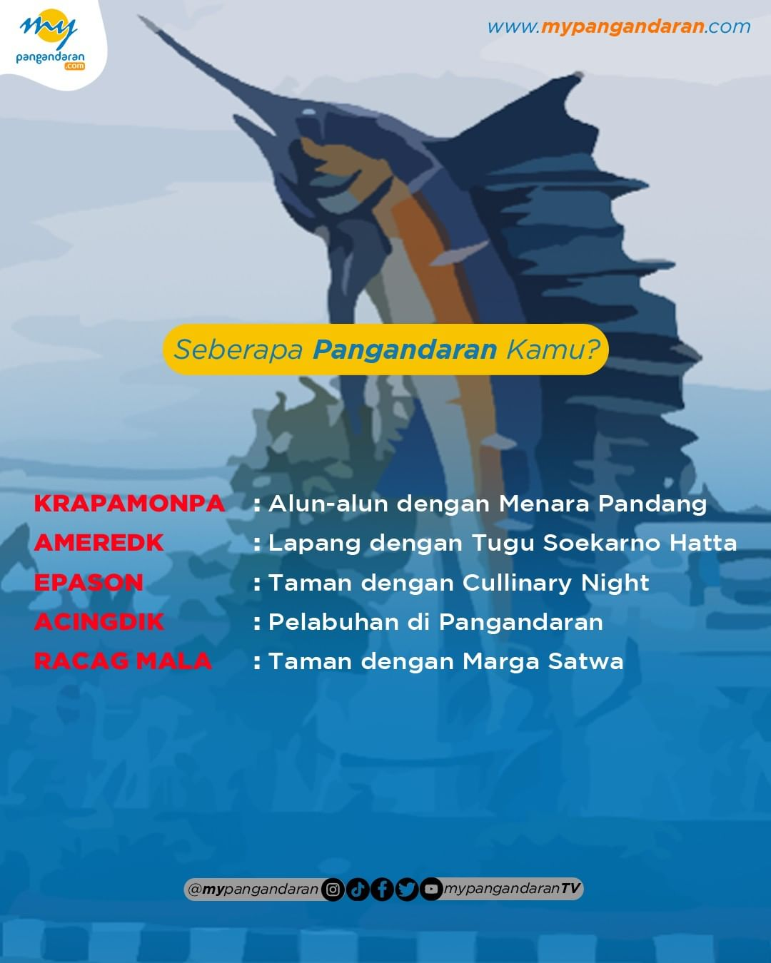 Ada yang tau gak yah?
Coba seberapa Pangandaran kah kamu?
#pangandaran #mypangandaran #infopanganda- Read More        ...