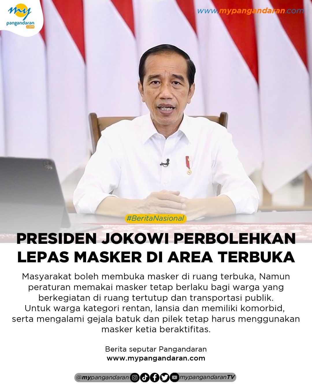 PRESIDEN JOKOWI PERBOLEHKAN LEPAS MASKER 