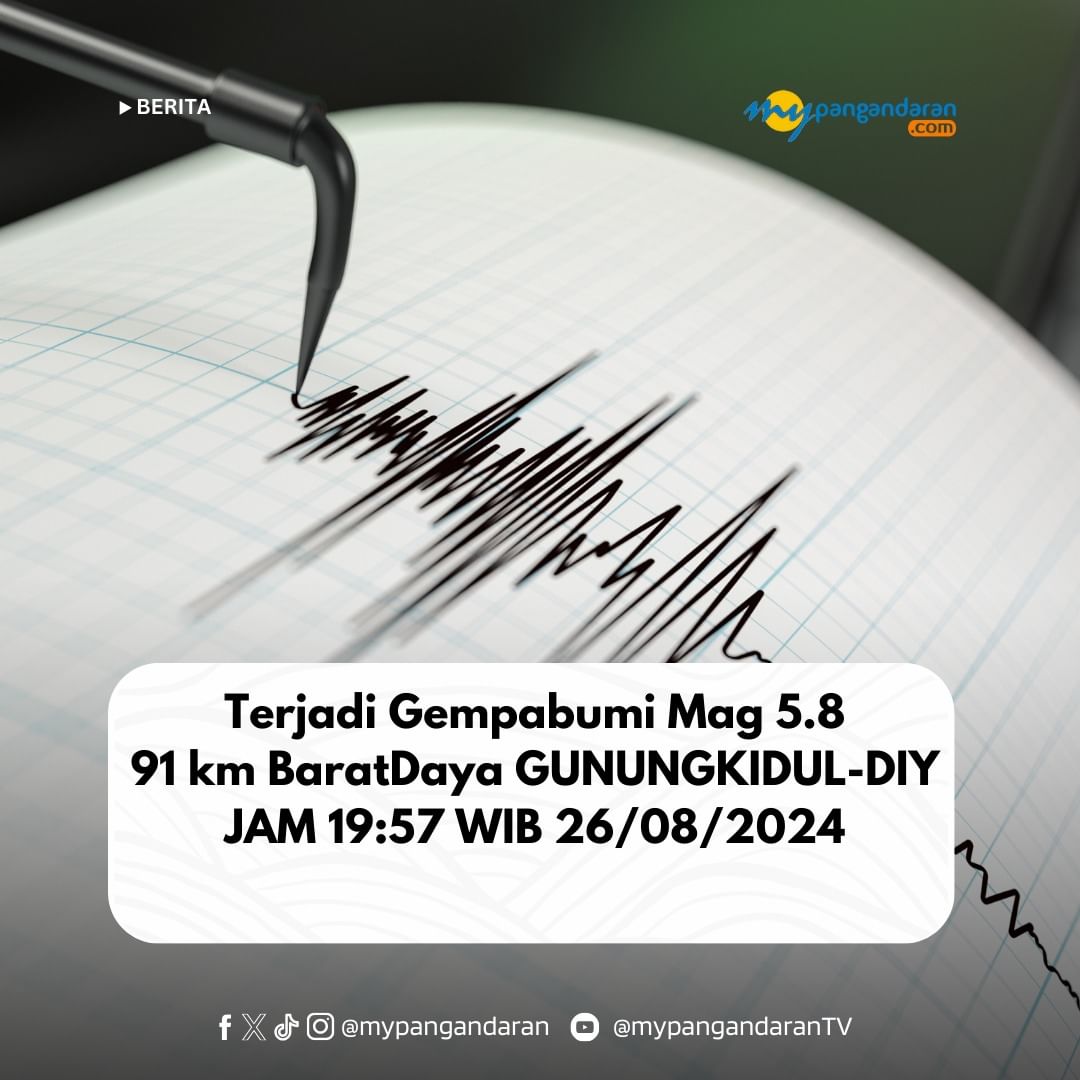 Gempa berkekuatan magnitudo (M) 5,8 mengguncang Kabupaten Gunungkidul, Daerah Istimewa           ...