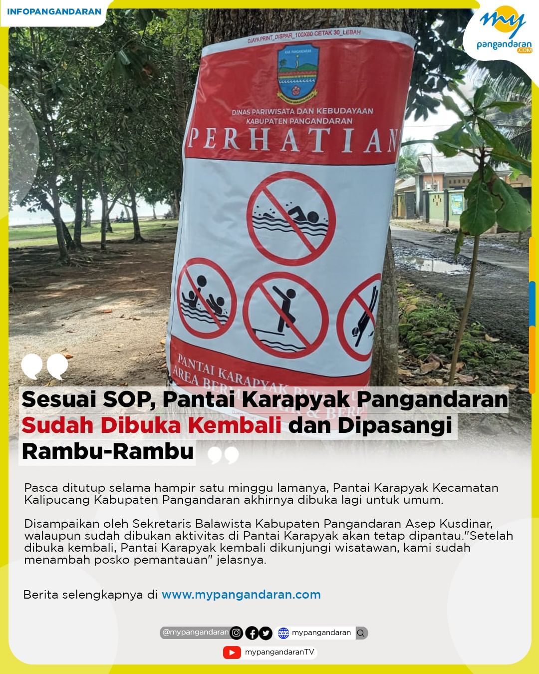 Sesuai SOP, Pantai Karapyak Pangandaran 